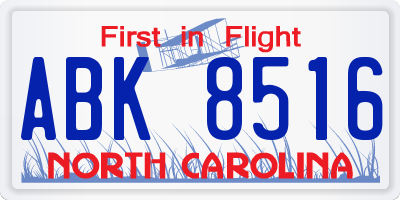 NC license plate ABK8516