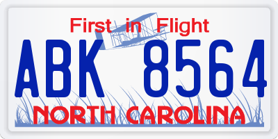NC license plate ABK8564