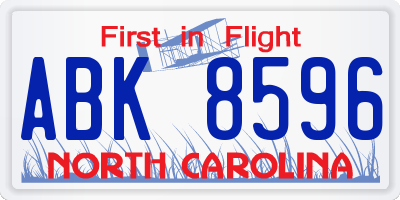 NC license plate ABK8596
