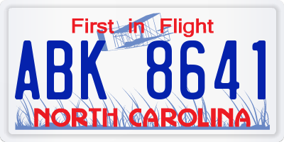 NC license plate ABK8641