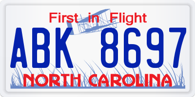 NC license plate ABK8697