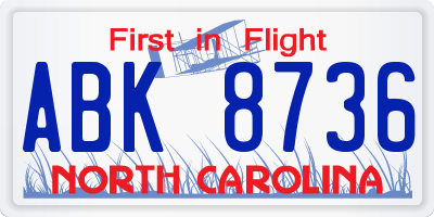 NC license plate ABK8736