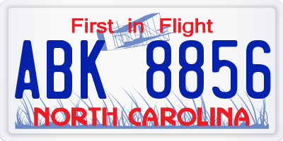 NC license plate ABK8856