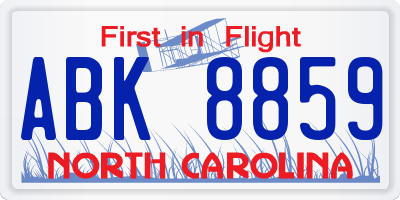 NC license plate ABK8859