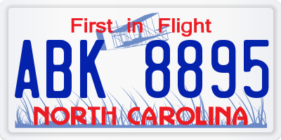 NC license plate ABK8895