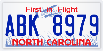 NC license plate ABK8979