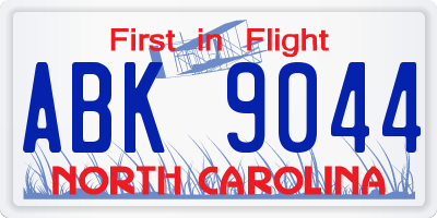 NC license plate ABK9044