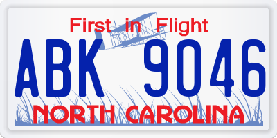 NC license plate ABK9046