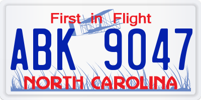NC license plate ABK9047