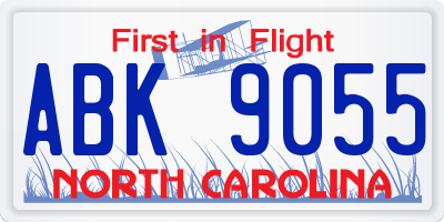 NC license plate ABK9055