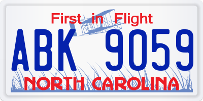 NC license plate ABK9059