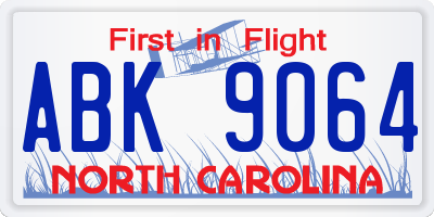 NC license plate ABK9064