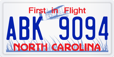 NC license plate ABK9094