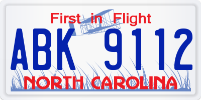 NC license plate ABK9112