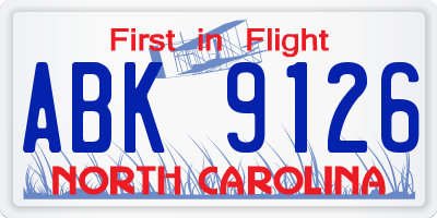 NC license plate ABK9126