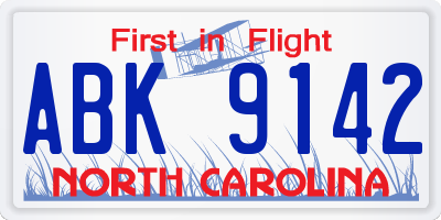 NC license plate ABK9142