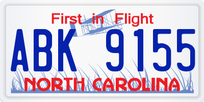 NC license plate ABK9155