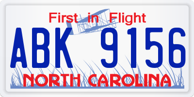 NC license plate ABK9156