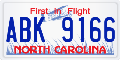 NC license plate ABK9166
