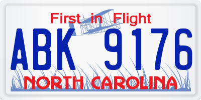 NC license plate ABK9176