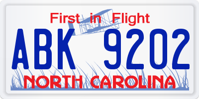 NC license plate ABK9202