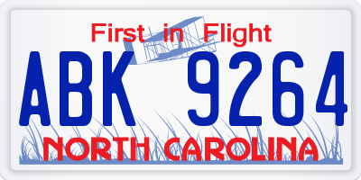 NC license plate ABK9264