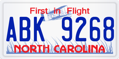 NC license plate ABK9268
