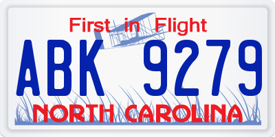 NC license plate ABK9279