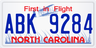 NC license plate ABK9284