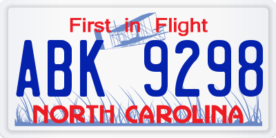 NC license plate ABK9298