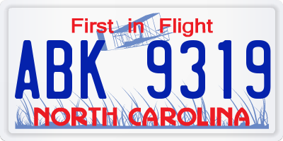 NC license plate ABK9319