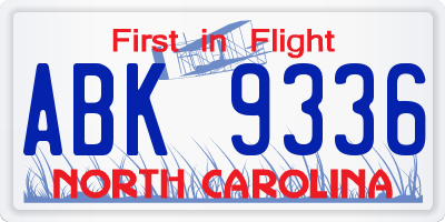 NC license plate ABK9336