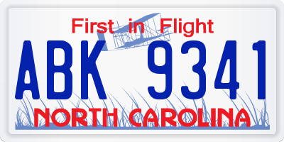 NC license plate ABK9341