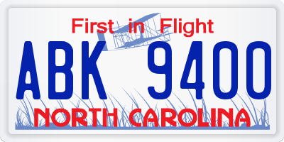 NC license plate ABK9400