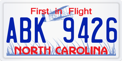 NC license plate ABK9426