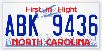 NC license plate ABK9436
