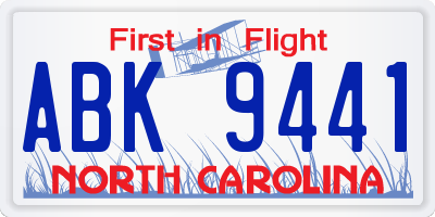 NC license plate ABK9441
