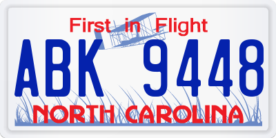 NC license plate ABK9448