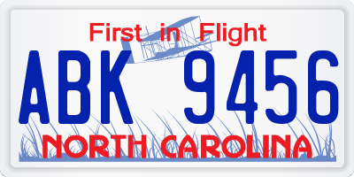 NC license plate ABK9456