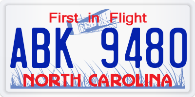 NC license plate ABK9480