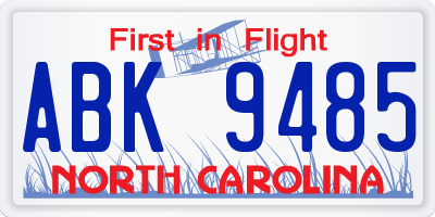NC license plate ABK9485