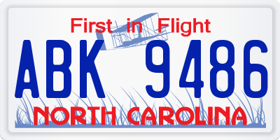 NC license plate ABK9486