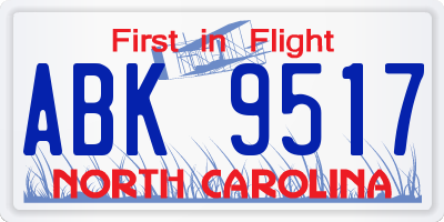 NC license plate ABK9517