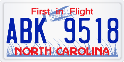 NC license plate ABK9518
