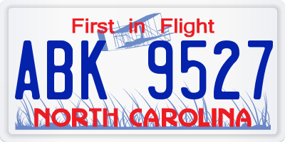 NC license plate ABK9527