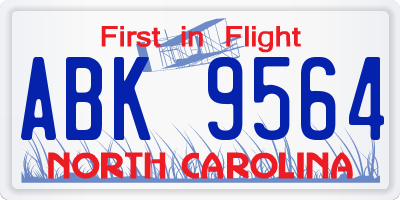 NC license plate ABK9564