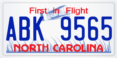 NC license plate ABK9565