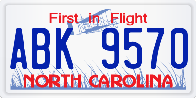 NC license plate ABK9570