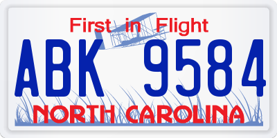 NC license plate ABK9584