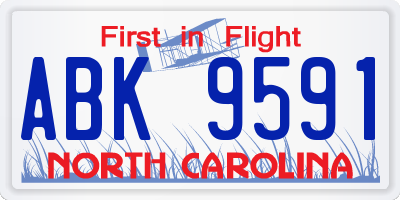 NC license plate ABK9591